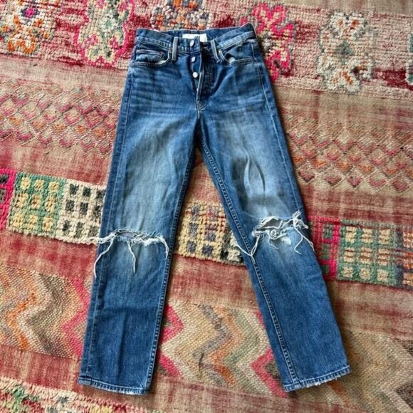 Mother Superior The Tomcat Playing with Scissors Ankle Jeans 24 Blue Off Duty - Picture 3 of 8